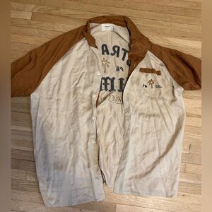 P&CO bowling shirt, brown & tan, XL